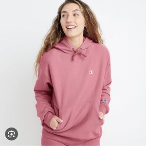 Champion Reverse Weave Boyfriend Hoodie Terracotta Pink
